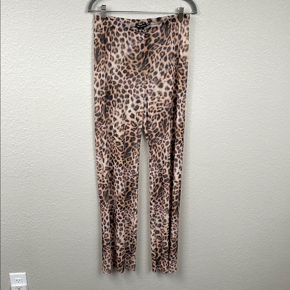 New Good American Sheer Mesh Wide Leg Pants Leopard Cover Up Club Sz M - Picture 3 of 14